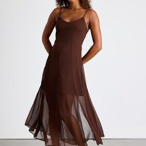 Chembery Euroa Brown Seamed Sleeveless Midi Dress - Size XL